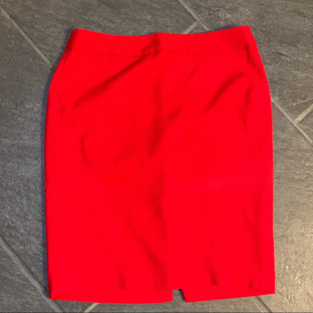Coral red pencil skirt
